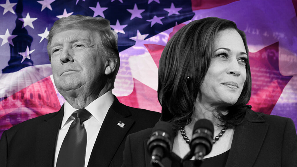 Donald Trump and Kamala Harris during the election campaign, highlighting their rivalry in the U.S. presidential race.