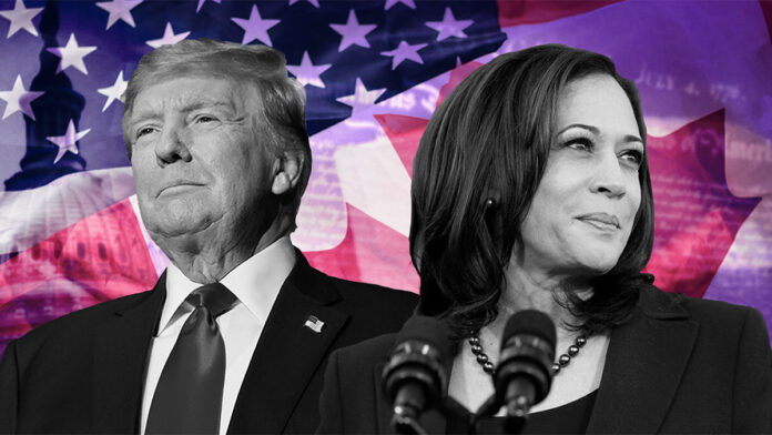 Donald Trump and Kamala Harris during the election campaign, highlighting their rivalry in the U.S. presidential race.